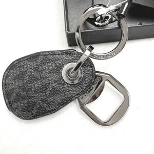 Michael Kors Men's Harrison Black Signature Logo Bottle Opener Key Fob NWB